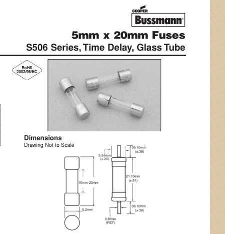S506   bussman 5*20 玻璃管保险丝